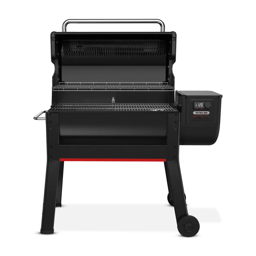 Weber Smoque XL с открытой крышкой и двумя уровнями решёток